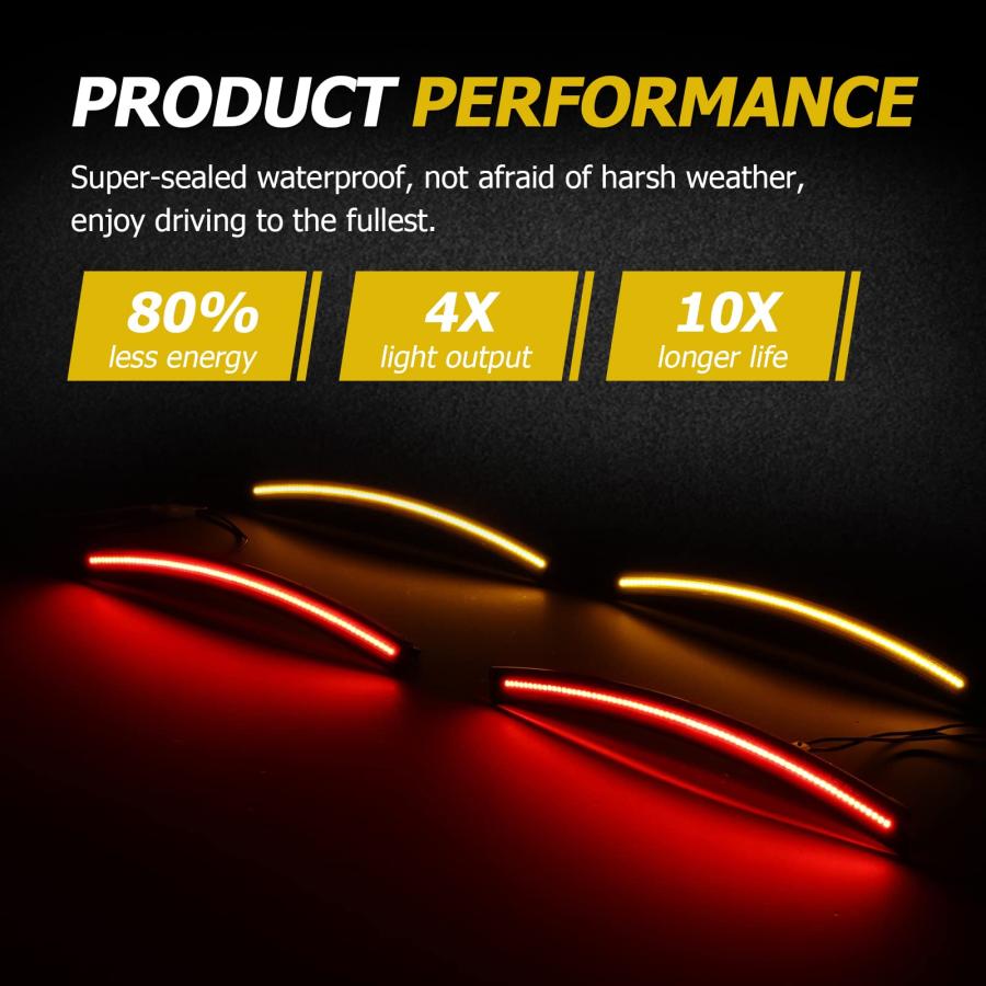 【並行輸入品】AUXMART フロント\u0026リア LEDサイドマーカーライト シボレーコルベット C7 2014 2019用 スモークレンズ レッドの画像
