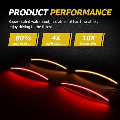 【並行輸入品】AUXMART フロント\u0026リア LEDサイドマーカーライト シボレーコルベット C7 2014 2019用 スモークレンズ レッドの画像