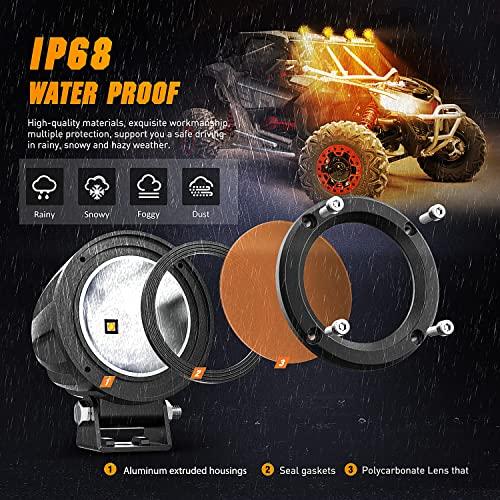 【並行輸入品】Nilight Motorcycle Led Pods Amber Fog Lights 2PCS 3Inch Yellow rの画像