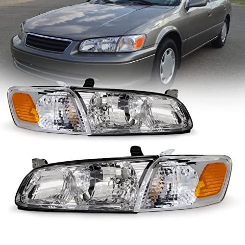 【並行輸入品】AS ヘッドライトアセンブリ 2000 2001 トヨタ カムリ ヘッドランプ クロムハウジング アンバー リフレクター クリアレ_1