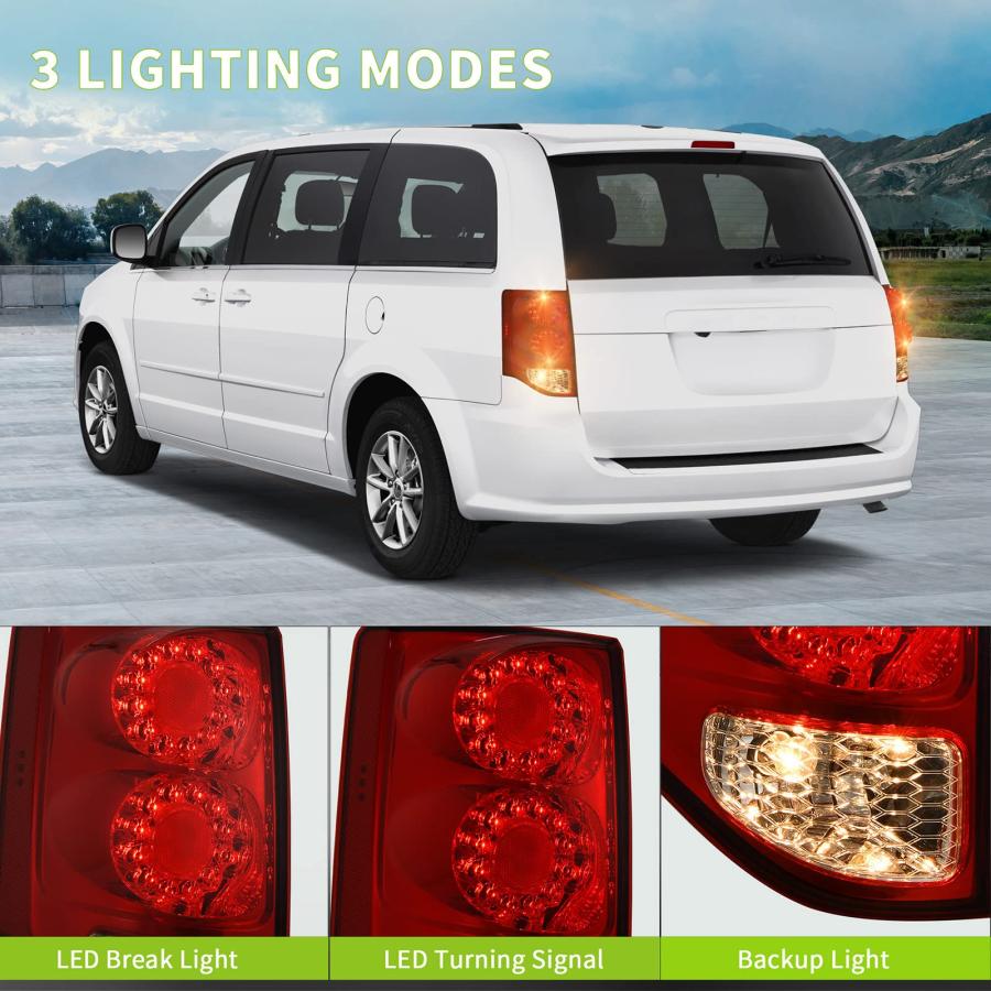 【並行輸入品】AUTOSAVER88 LED リアテールライト テールランプ ブレーキランプ 電球付き 2011 2020 Dodge Gran_6