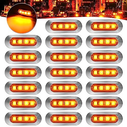 【並行輸入品】PSDRIQQ 20Pack DC12 24V 3.7 Inch 4 LED Trailer Marker Lights Cle_1