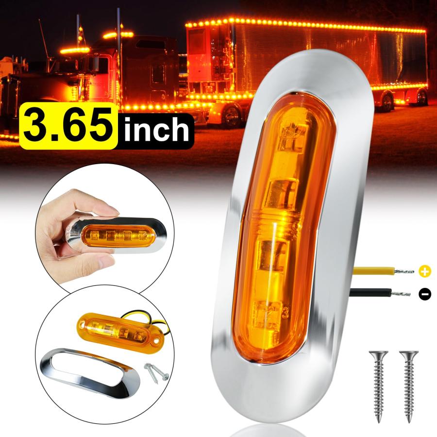 【並行輸入品】PSDRIQQ 20Pack DC12 24V 3.7 Inch 4 LED Trailer Marker Lights Cle_3