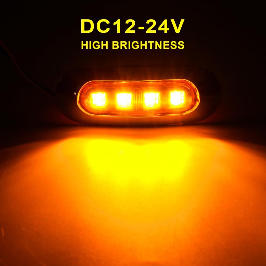 【並行輸入品】PSDRIQQ 20Pack DC12 24V 3.7 Inch 4 LED Trailer Marker Lights Cle_9