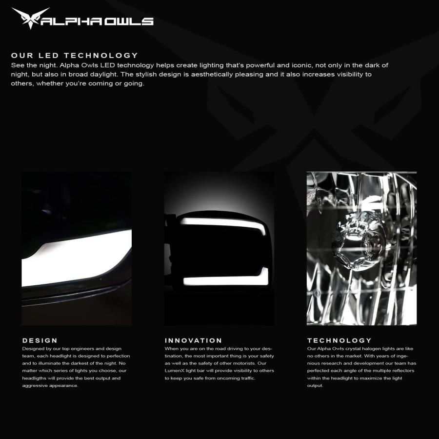 【並行輸入品】Alpha Owls 8717691 クリスタルヘッドライト ホワイトLEDライトバー\u0026シーケンシャルシグナルライト付き   ブラの画像
