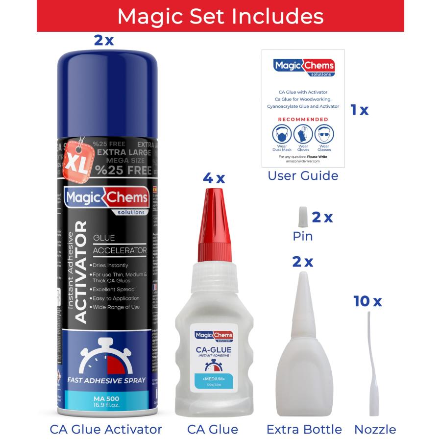 【並行輸入品】Magic Chems CA Glue with Activator (4 x 3.5 oz + 2 x 16.9 fl oz)_3