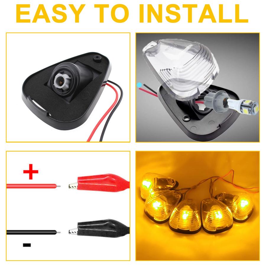 【並行輸入品】GLOFE 5X Clear Cab Marker Roof Running Lights with 5X Amber T10_9