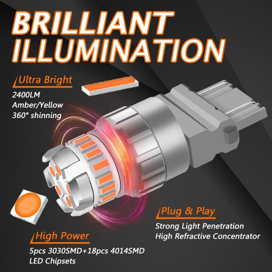 【並行輸入品】GLOFE LED 向こう正面/後押し ウィンカー白熱電球 3157 LED白熱電球 琥珀色黄色 400%末たのもしい 3156 3056 4