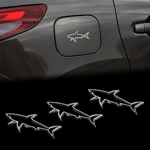 【並行輸入品】TOMALL 中空フィッシュシャーク 光沢エンブレムステッカー 3個 自動車用 クロム エクステリア バッジ 装飾 魚 シンボル_1