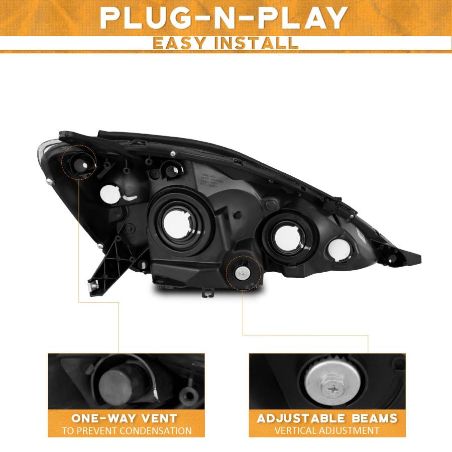 【並行輸入品】WEELMOTO 2006 2010 トヨタ シエナ用ヘッドライト、ヘッドライトアセンブリ交換用クロームハウジング アンバーリフレ_9