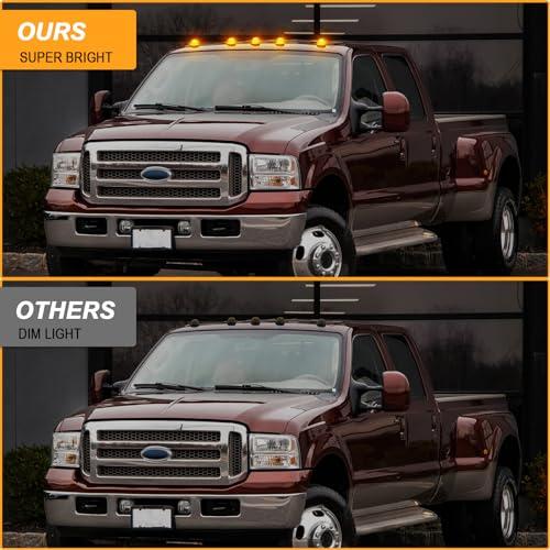 【並行輸入品】R&F Auto スモークLEDキャブライトトップルーフマーカーライトランプ アンバーランプ 5個 1999 2016 F250_4