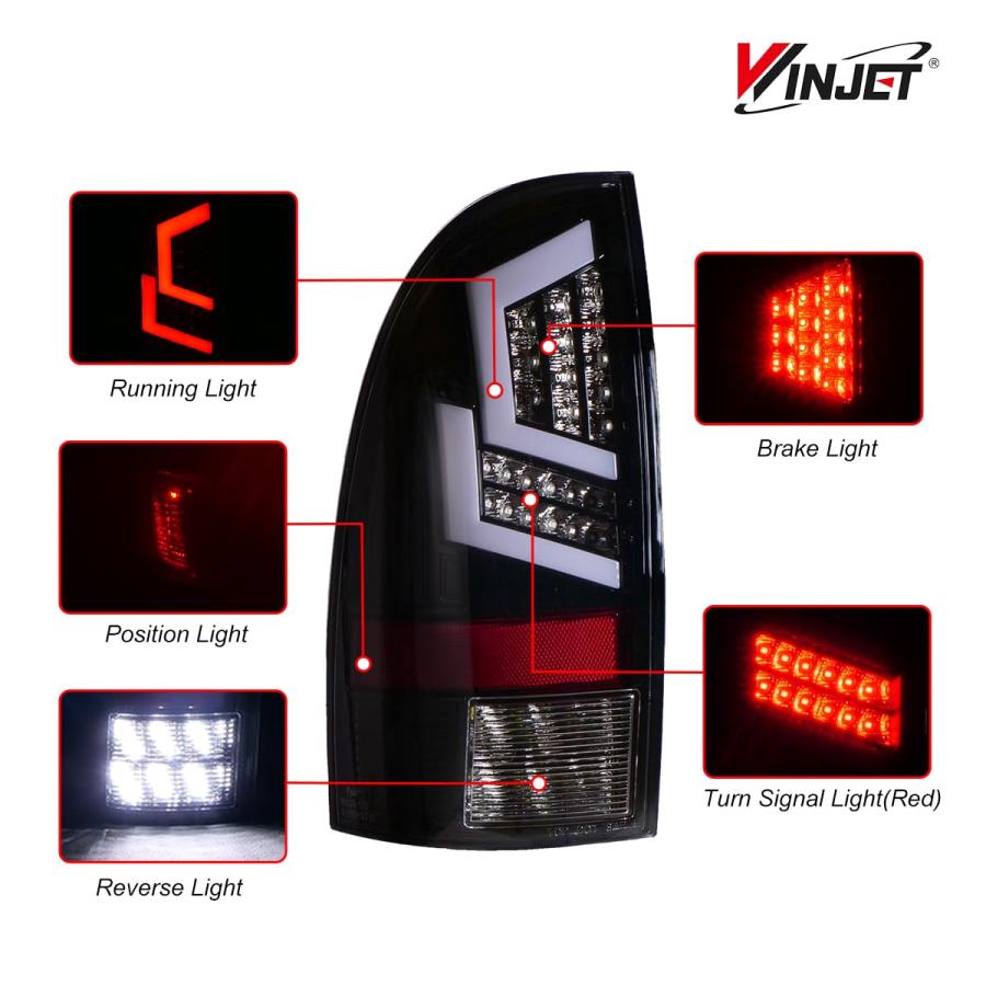 【並行輸入品】 Winjet LED Tail Lights Assembly Fit For 2005 2015 Toyota Tacoma,