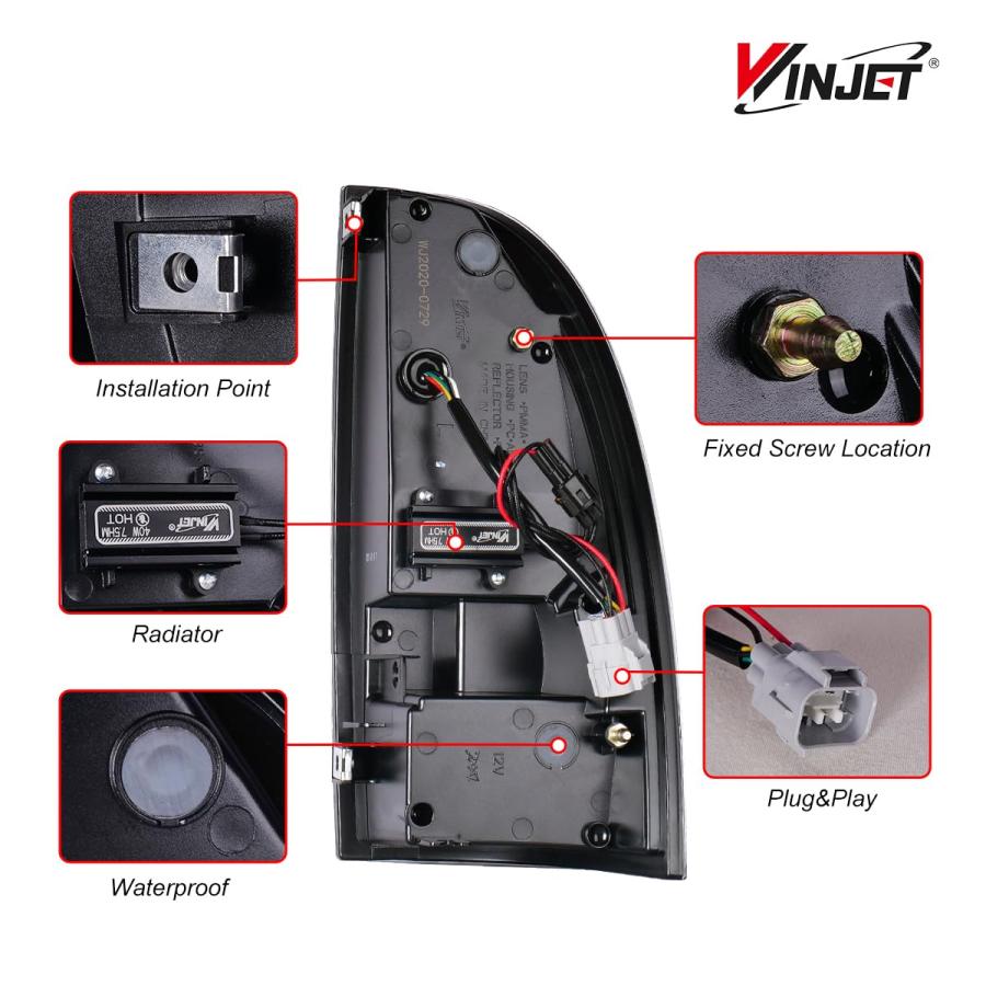 【並行輸入品】 Winjet LED Tail Lights Assembly Fit For 2005 2015 Toyota Tacoma,