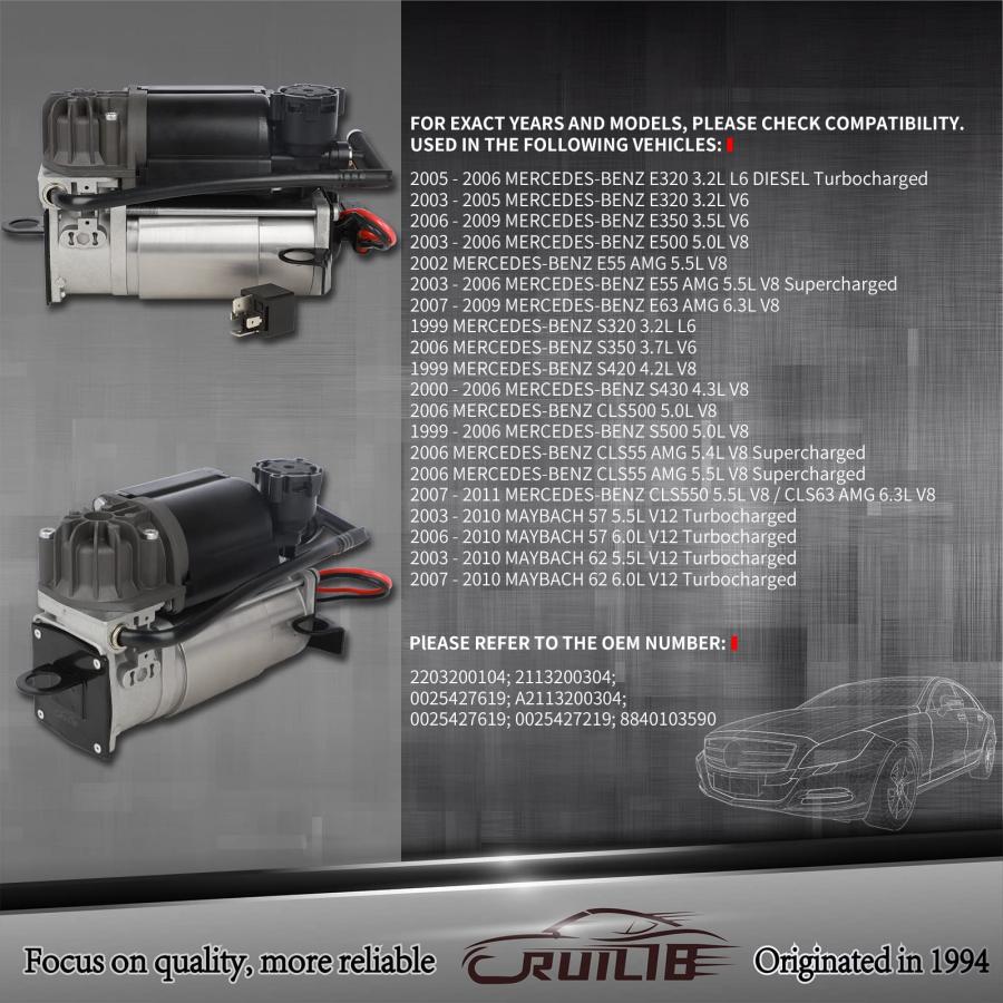 【並行輸入品】RUILIB エアマティック エアサスペンション コンプレッサー エアポンプキット 交換用 2113200304 22032001_9