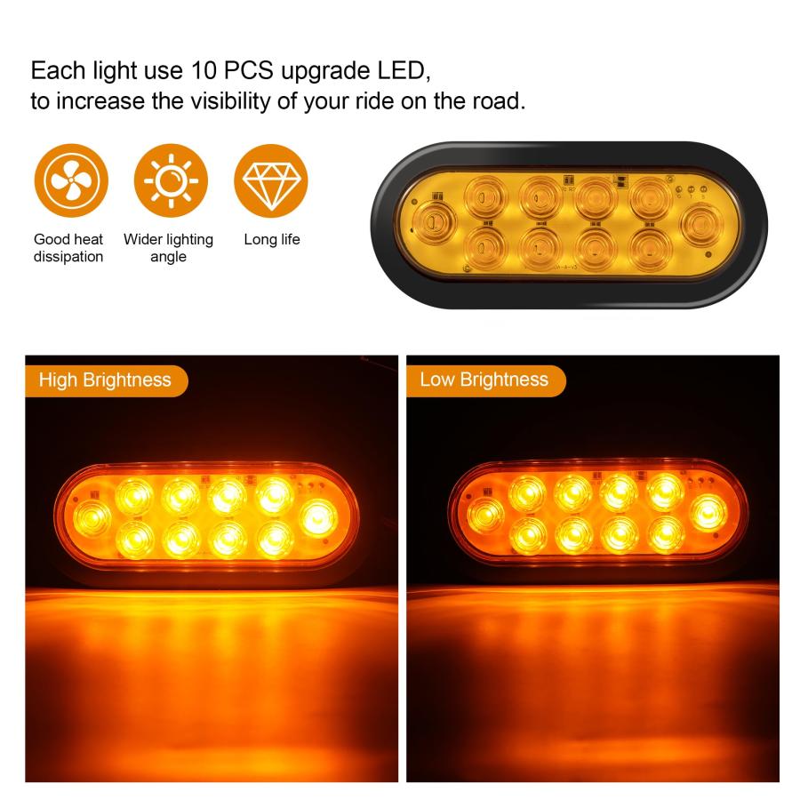 【並行輸入品】RUNHWEE LEDトレーラーライトキット 2個 6インチ 楕円形 LEDテールライト 10個のLEDトレーラーマーカーライトの画像