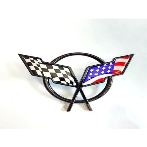 並行輸入品】コルベット C5 フロントノーズクロスフラッグ エンブレム