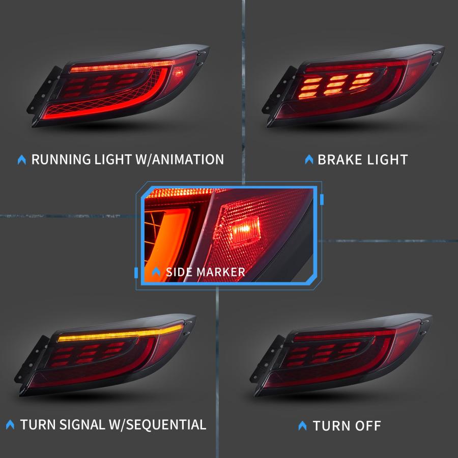 【並行輸入品】VLAND テールライト トヨタ GR86/スバル BRZ 第2世代 ZN8 ZD8 2022 2024 アンバーシーケンシャルの画像