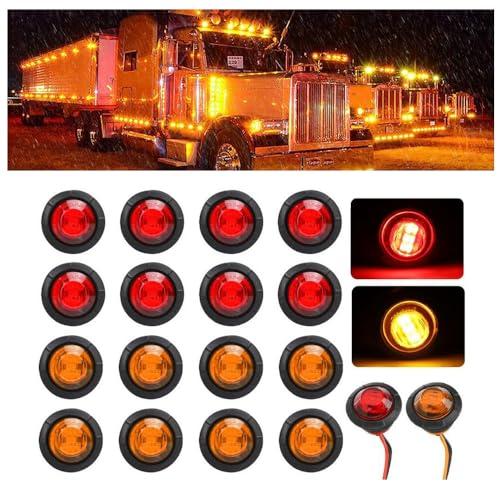 【並行輸入品】Sebellou 16x 3/4 Inch Red+Amber LED Round Side Marker Indicator