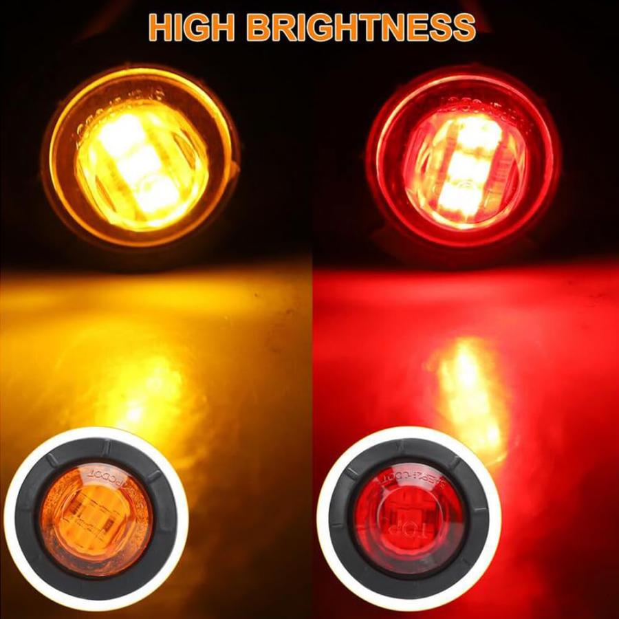 【並行輸入品】Sebellou 16x 3/4 Inch Red+Amber LED Round Side Marker Indicator