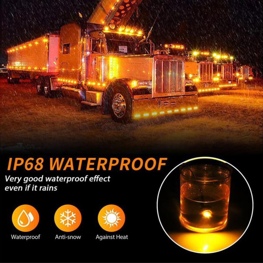 【並行輸入品】Sebellou 16x 3/4 Inch Red+Amber LED Round Side Marker Indicator