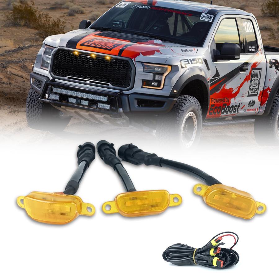【並行輸入品】3 PCS LED Grille Lights Fit for 2004 2019 Ford F150 F250 F350 &_2