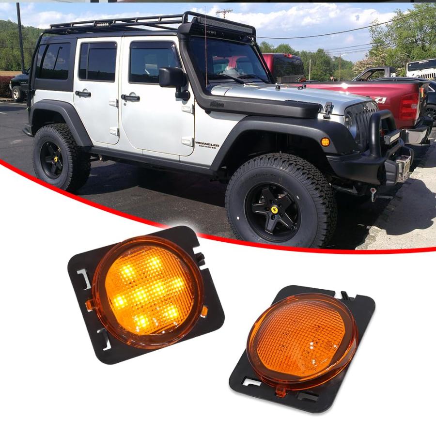 【並行輸入品】GTINTHEBOX Amber Lens Amber LED Front Fender Side Marker Light Aの画像