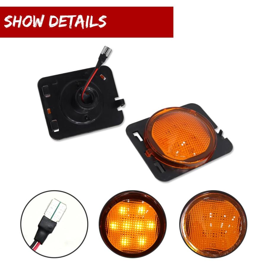 【並行輸入品】GTINTHEBOX Amber Lens Amber LED Front Fender Side Marker Light Aの画像