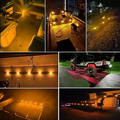 【並行輸入品】NBWDY 4Pcs 4in Front Rear Amber 10Led Side Marker Lights,12V 24V_4