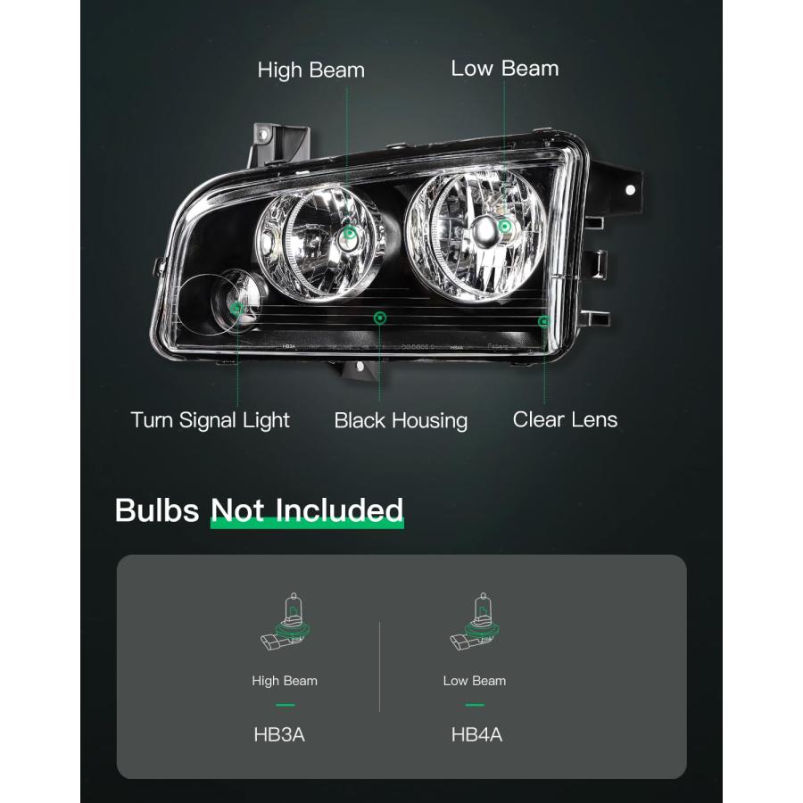 【並行輸入品】LSAILON Headlight Assembly Replacement Fit 2006 2010 For Dodge C_3