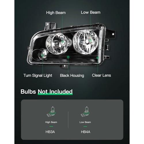 【並行輸入品】LSAILON Headlight Assembly Replacement Fit 2006 2010 For Dodge C_4