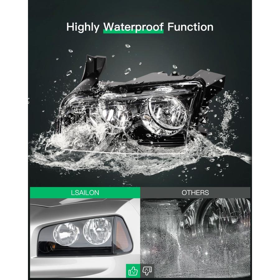 【並行輸入品】LSAILON Headlight Assembly Replacement Fit 2006 2010 For Dodge C_9