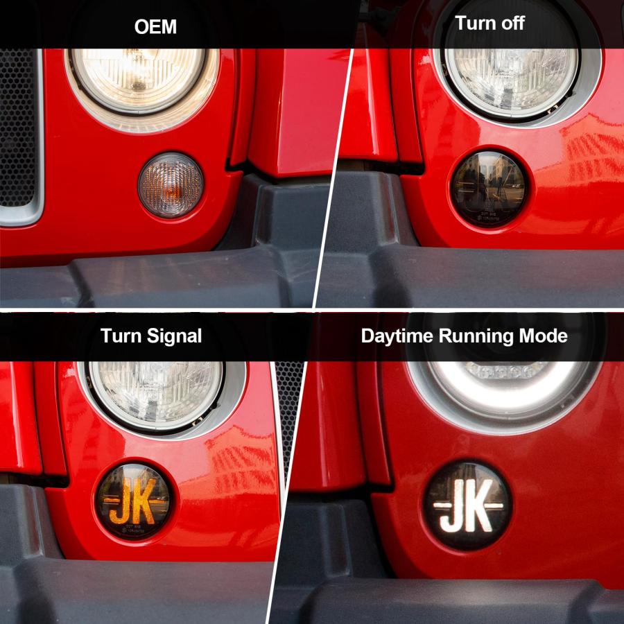 【並行輸入品】AUYICH Smoked Lens LED Turn Signal Lights Compatible with Wrangl_3