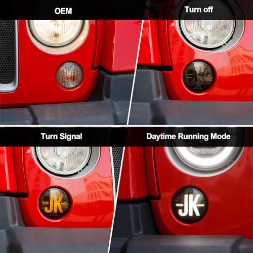 【並行輸入品】AUYICH Smoked Lens LED Turn Signal Lights Compatible with Wrangl_4