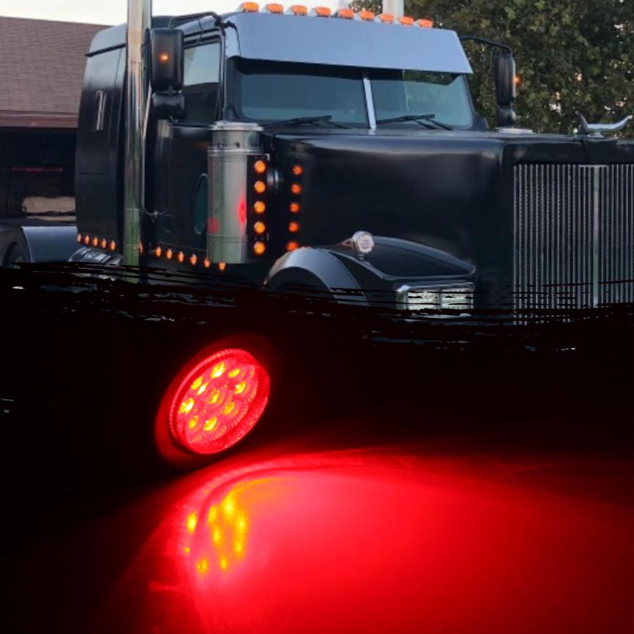【並行輸入品】10Pcs 2" Inch Round Red Led Trailer Side Marker Clearance Lights_3