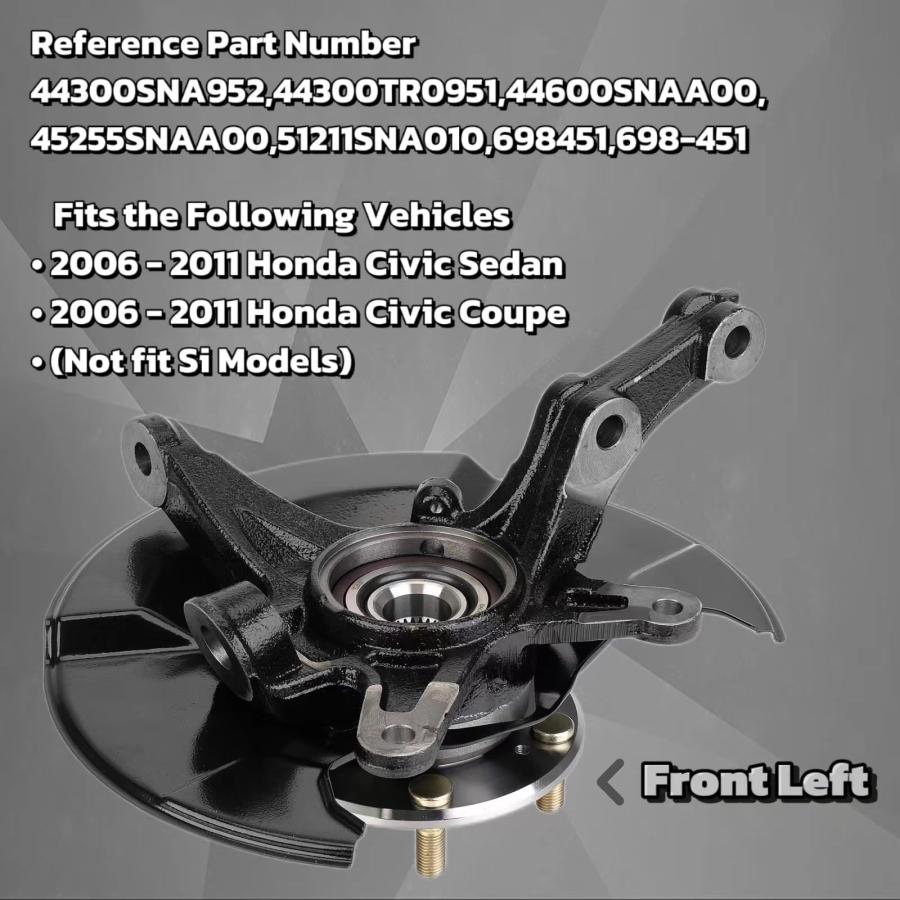 【並行輸入品】Front Steering Knuckle & Wheel Bearing Hub Assembly Compatible w_3