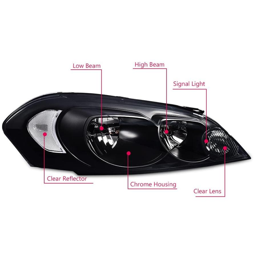 【並行輸入品】G PLUS Headlights， Compatible with 2006 2007 Chevy Monte Carlo/2_3