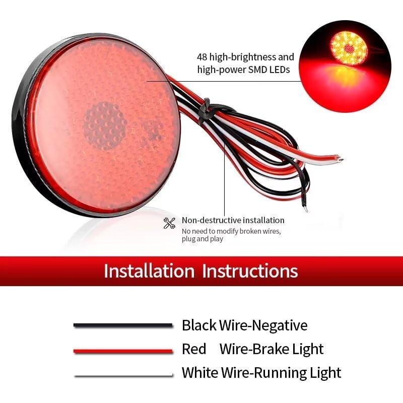 【並行輸入品】Generic SAARMAT 2pcs 5.8CM Round LED Stop Turn Tail Signal Light_4