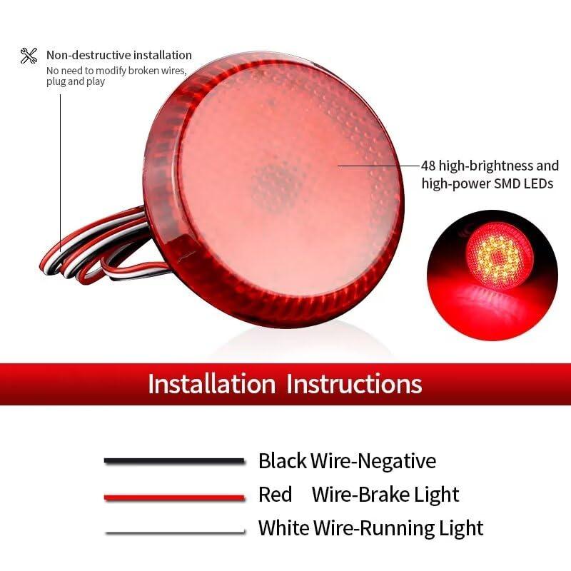 【並行輸入品】Generic SAARMAT 2pcs Led Brake Lights Warning Lamp Tail Rear Bum_4