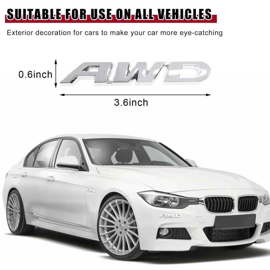 【並行輸入品】Ohleats AWD Emblem Sticker, 3D Metal Auto Badge Decal for Trunk,_3