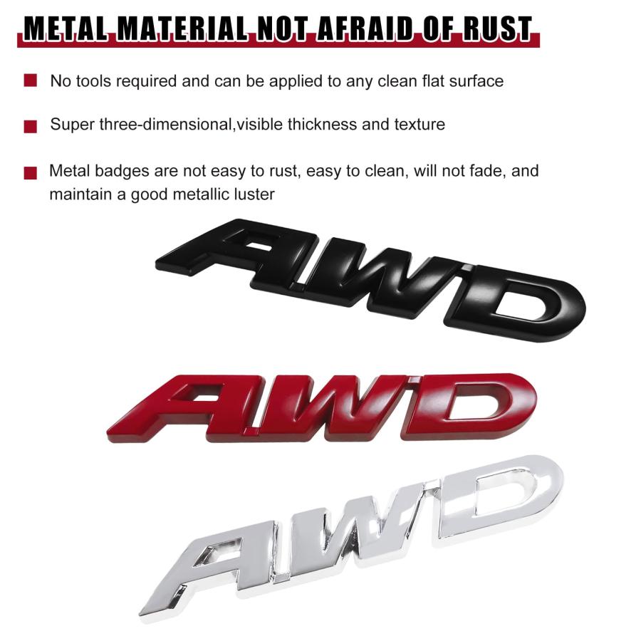【並行輸入品】Ohleats AWD Emblem Sticker, 3D Metal Auto Badge Decal for Trunk,_6