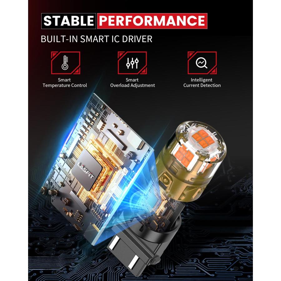 【並行輸入品】LASFIT 3157 LED Turn Signal Bulbs， Upgraded Super Bright Amber Y_6