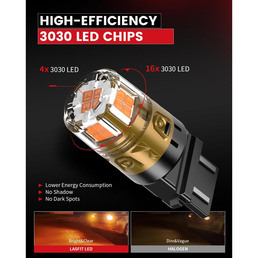 【並行輸入品】LASFIT 3157 LED Turn Signal Bulbs， Upgraded Super Bright Amber Y_9