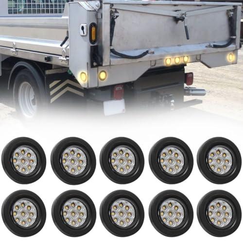 【並行輸入品】LEAVAN 10 PCS 2" Amber Round Sealed Trailer Clearance Marker Lig_1