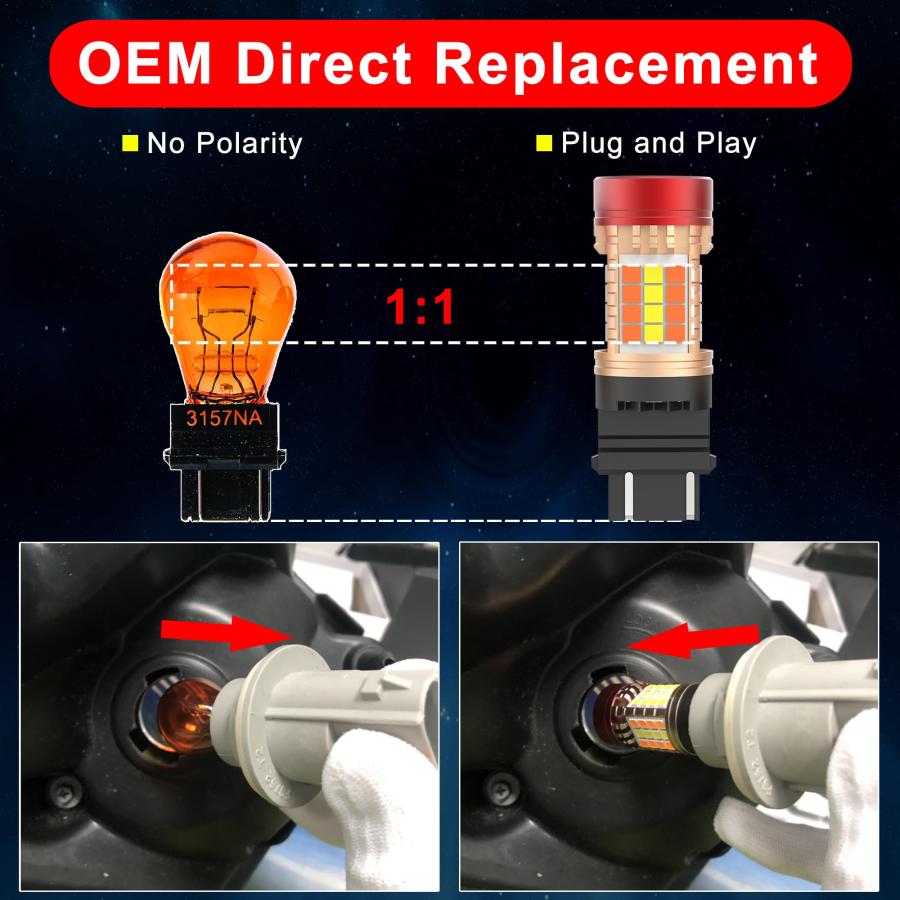 【並行輸入品】FAXCARS 3157 Switchback White Amber LED Bulbs for Ford F150 F250_8