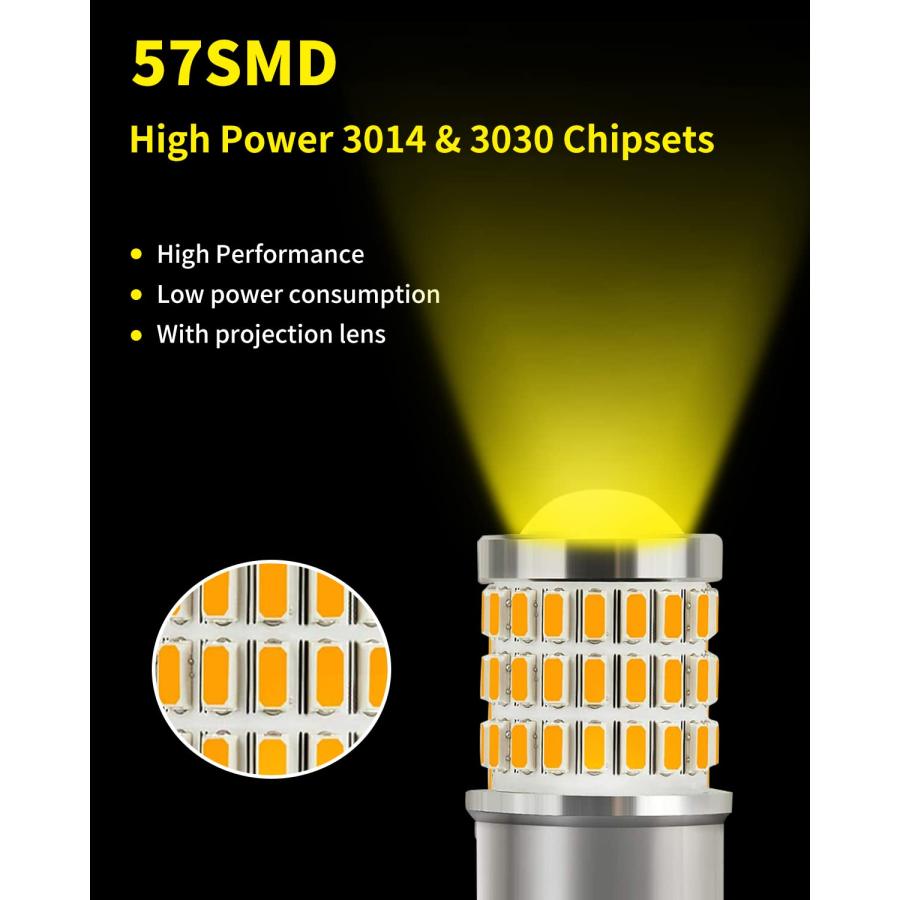 【並行輸入品】MEALAM Amber Yellow 1157 2357 2057 7528 LED Bulbs with Projectorの画像