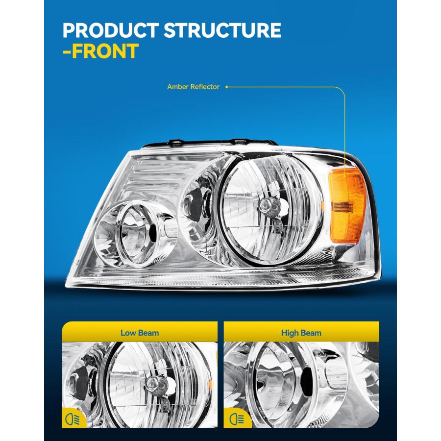 【並行輸入品】PHILTOP Headlamp Headlight Assembly Pair Fit for F150 2006 2007，_6