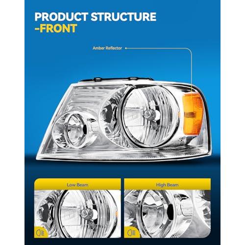 【並行輸入品】PHILTOP Headlamp Headlight Assembly Pair Fit for F150 2006 2007，_7