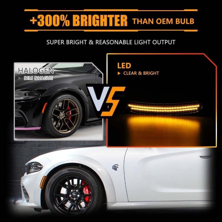 【並行輸入品】OFFKAT Front & Rear Fender LED Side Marker Lights for Dodge Char_3