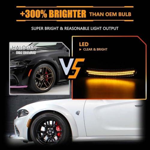 【並行輸入品】OFFKAT Front & Rear Fender LED Side Marker Lights for Dodge Char_4