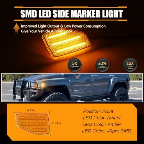 【並行輸入品】OFFKAT Front Fender LED Side Marker Lights for 2006 2010 H‘ummer_7